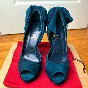 Christian Louboutin Dark Teal Peep-Toe Heels Rabakate 37